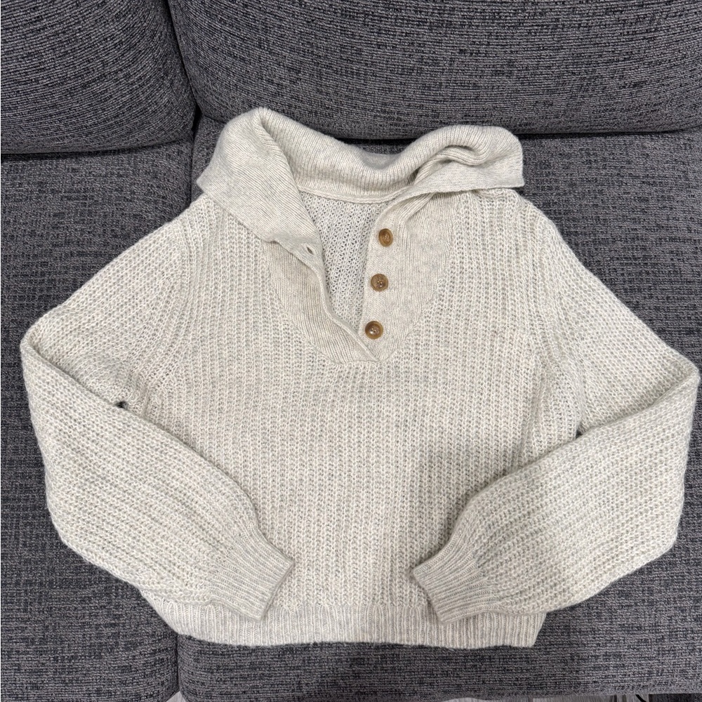 Cozy Cream Button-Up Women's Sweater